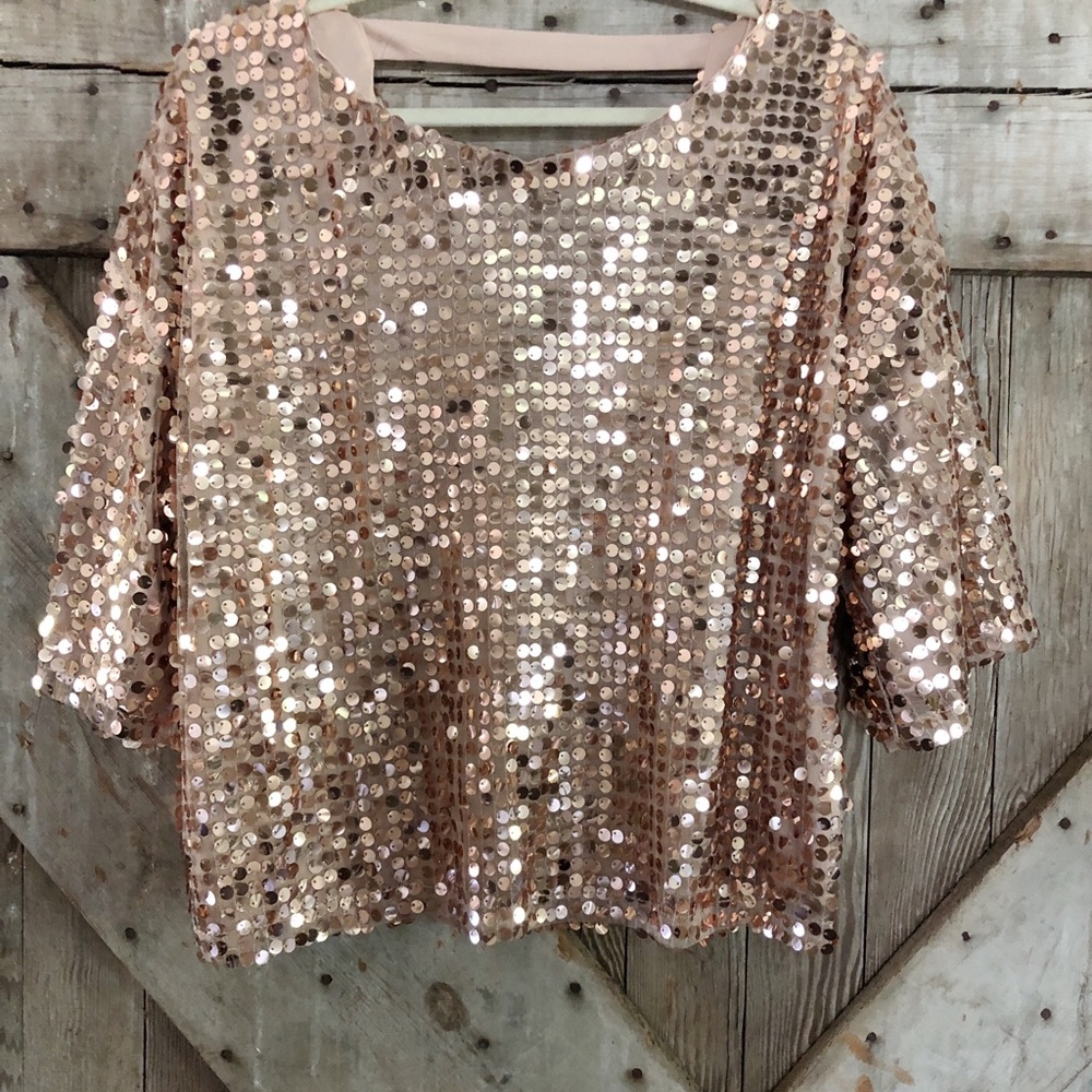 Rose gold sequin top